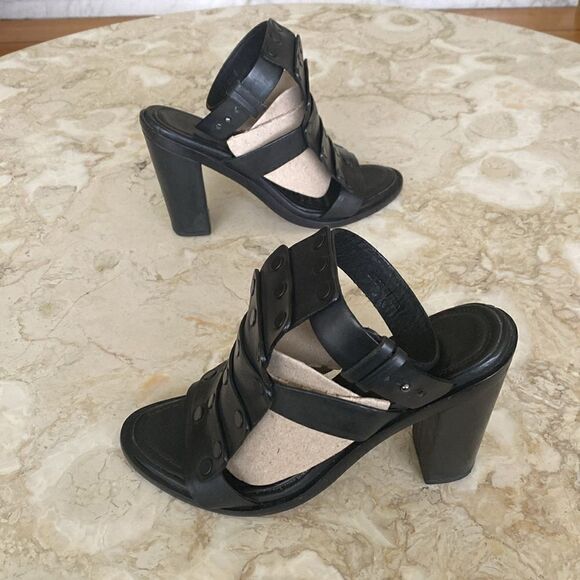 Rag & Bone Deane Leather T-Strap Sandals Stacked Heel - Picture 7 of 16